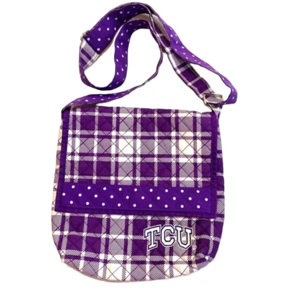 TCU SPIRIT READY small messenger bag  adjustable strap, purple white